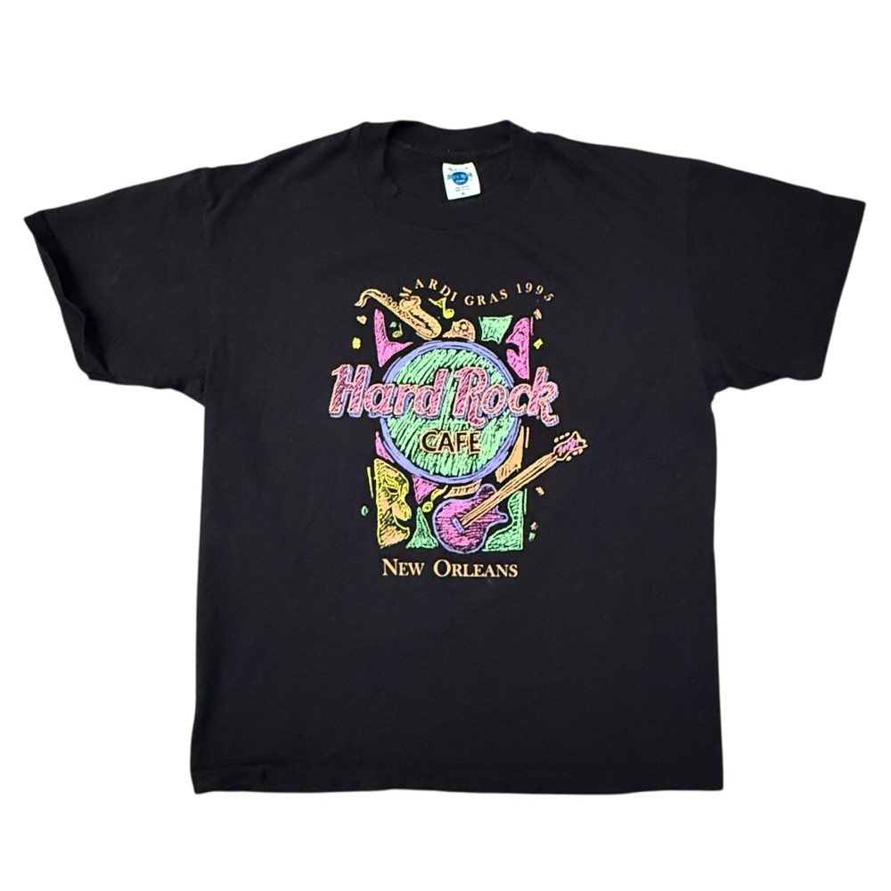 Vtg Hard Rock Cafe New Orleans Marriott Gras 1995 Single Stitch T-Shirt Black XL - Picture 3 of 5